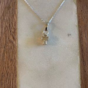 Solid Sterling Silver Cross Necklace Chain, .925 Minimalist Cross Chain 16 inch